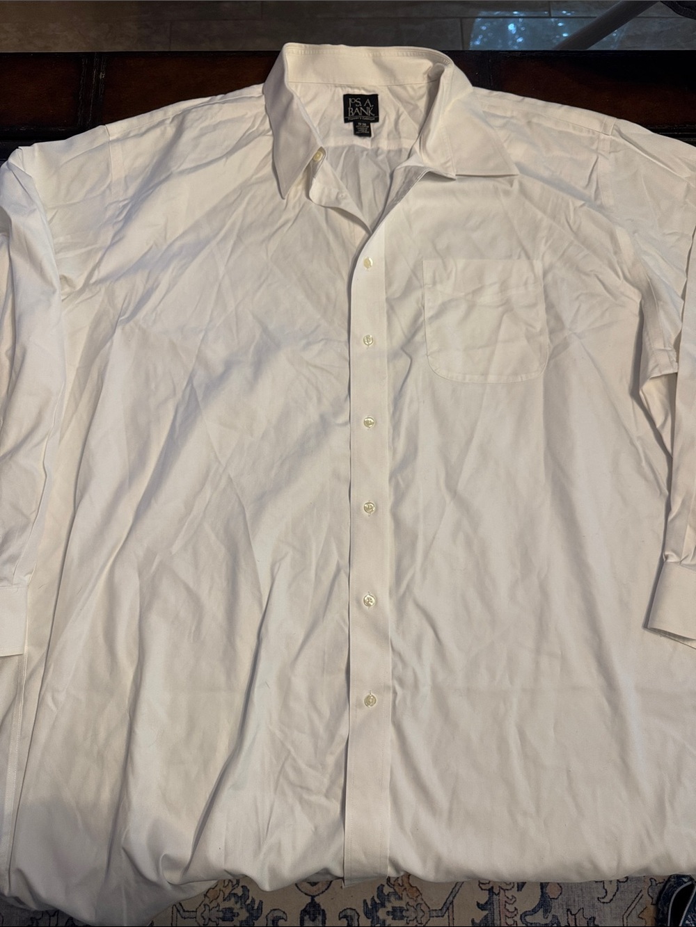 Jos. A. Bank Men's White Button-Up Dress Shirt with Chest Pocket